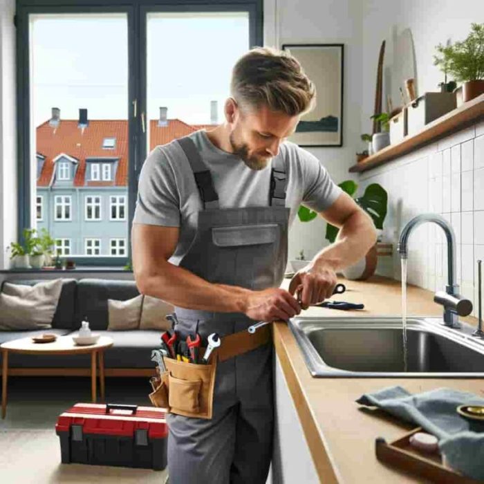 DALL·E-2023-12-18-12.16.28-A-plumber-a-white-man-is-working-on-a-plumbing-issue-in-a-traditional-apartment-in-Broendby-Denmark.-Hes-wearing-a-grey-uniform-and-has-short-blond-800x800